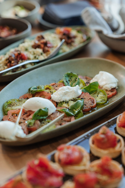 Various delicious dishes from a buffet catering