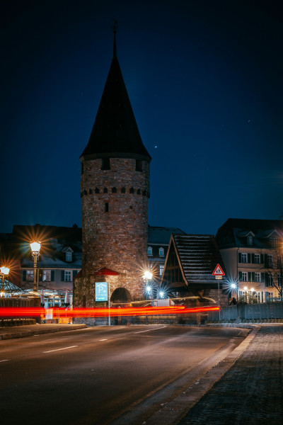 Tower at night in Bad Homburg